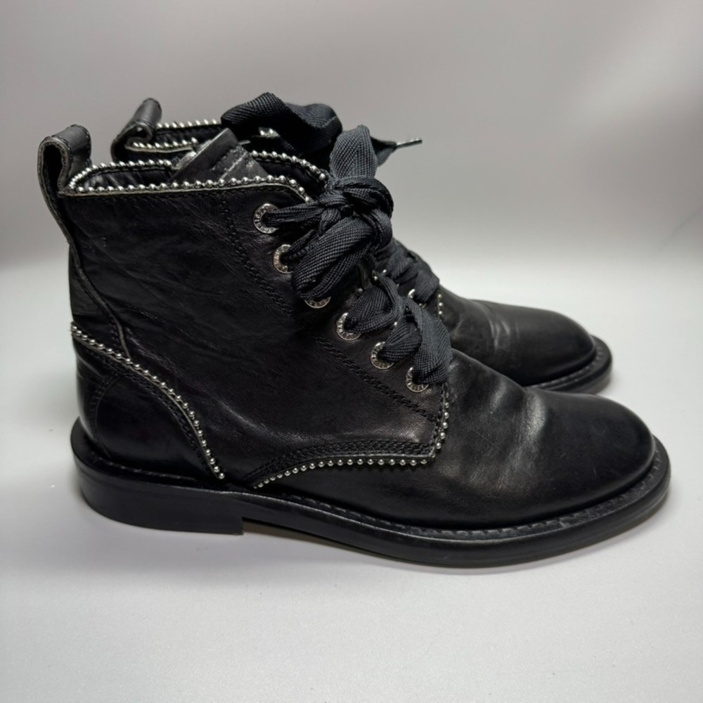 Zadig & Voltaire Laureen‎ Roma Studs Black Leather Ankle Boots EU 41 US 11 Italy